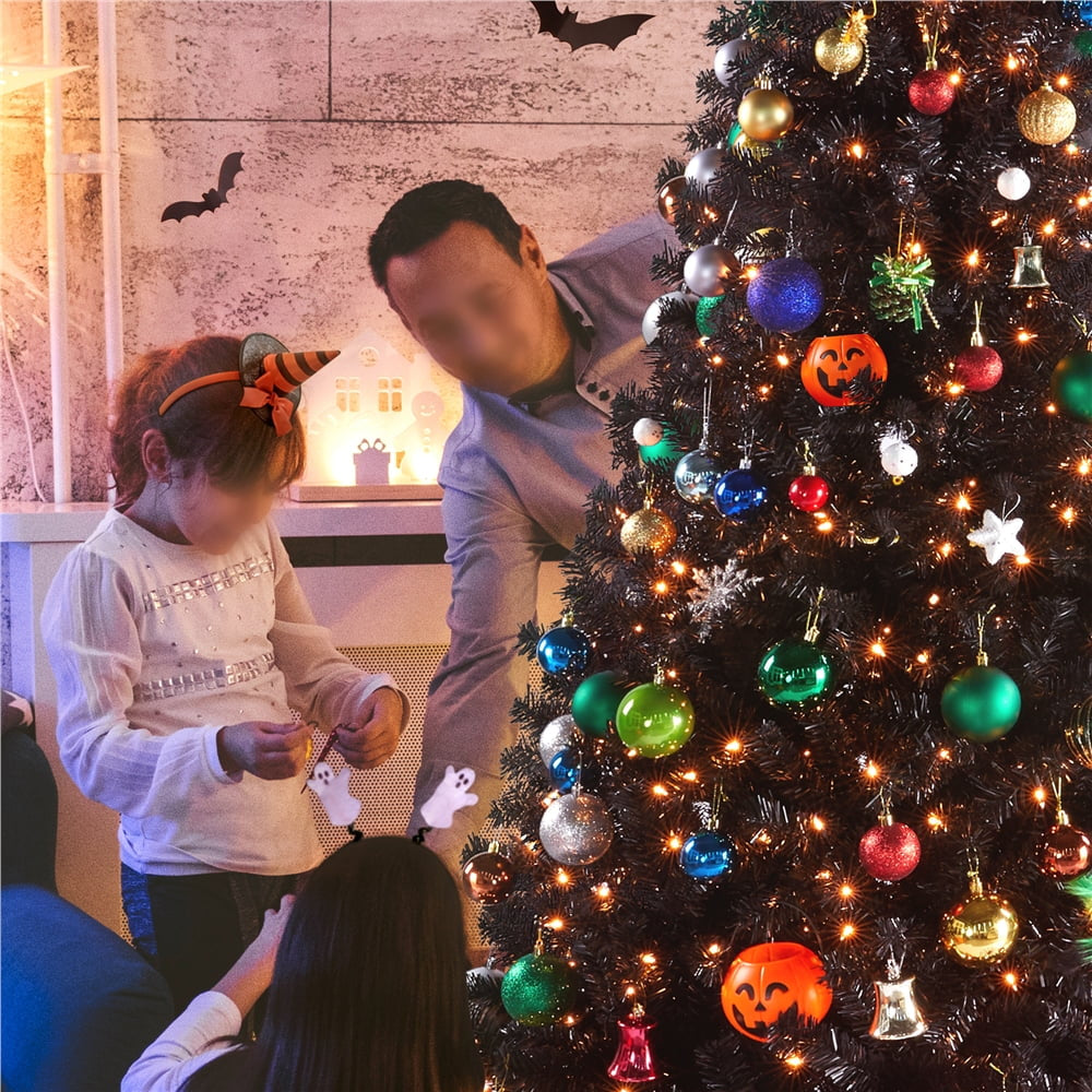 6 Ft Pre-Lit Flocked Christmas Tree with Warm Lights, Frosted White