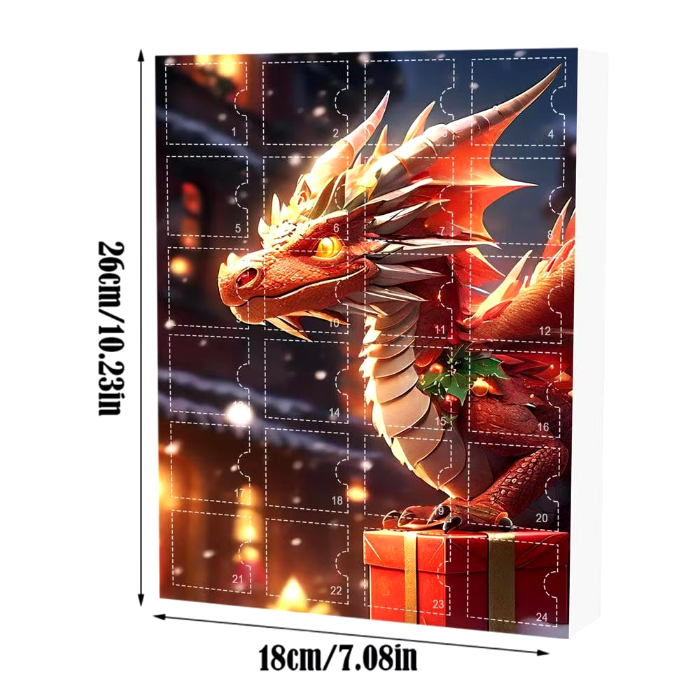 Dragon Christmas Advent Calendar 24 Days of Vacation Advent Calendar Pendant 2D Advent Calendars Dinosaur Pendant Toy for Teens