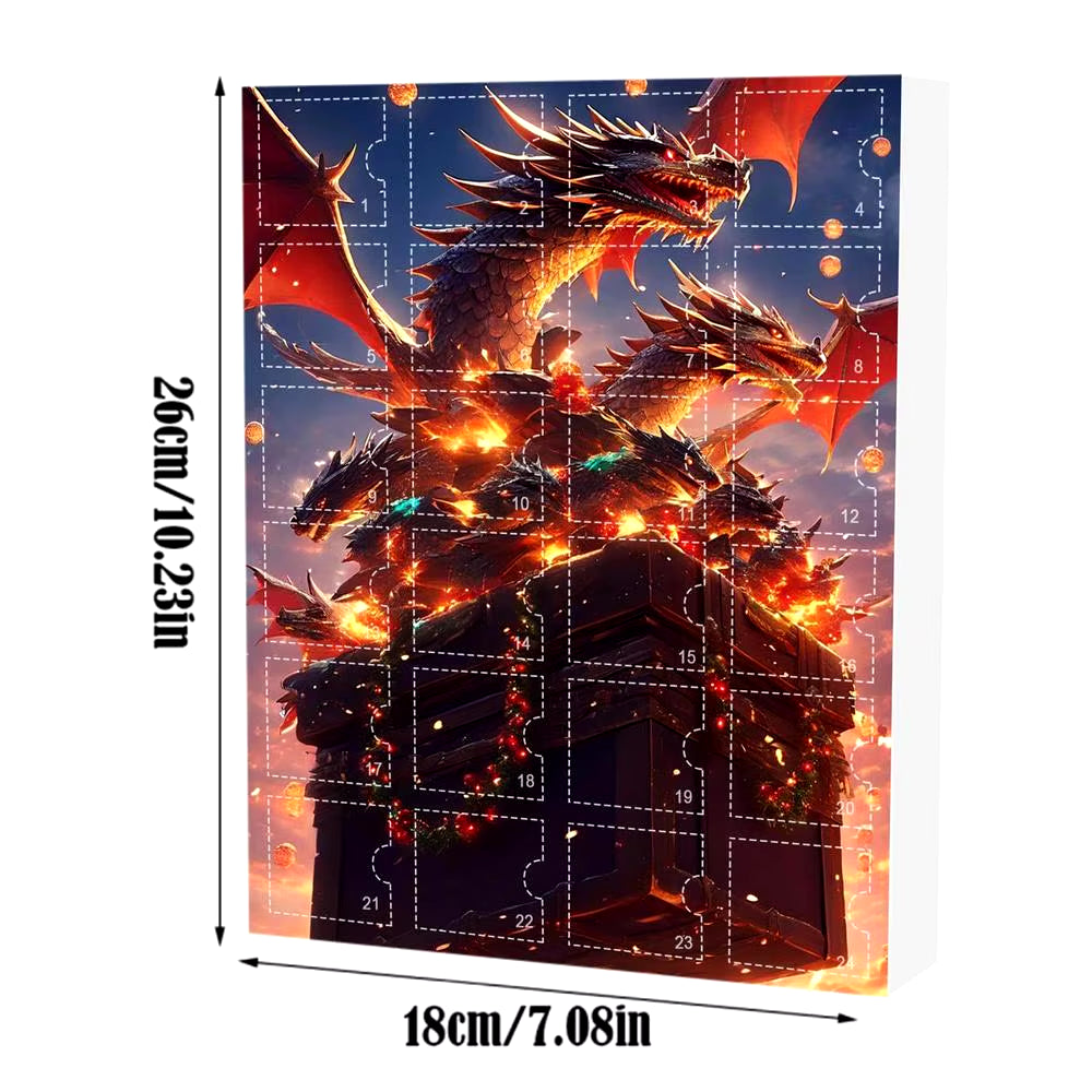 Dragon Christmas Advent Calendar 24 Days of Vacation Advent Calendar Pendant 2D Advent Calendars Dinosaur Pendant Toy for Teens