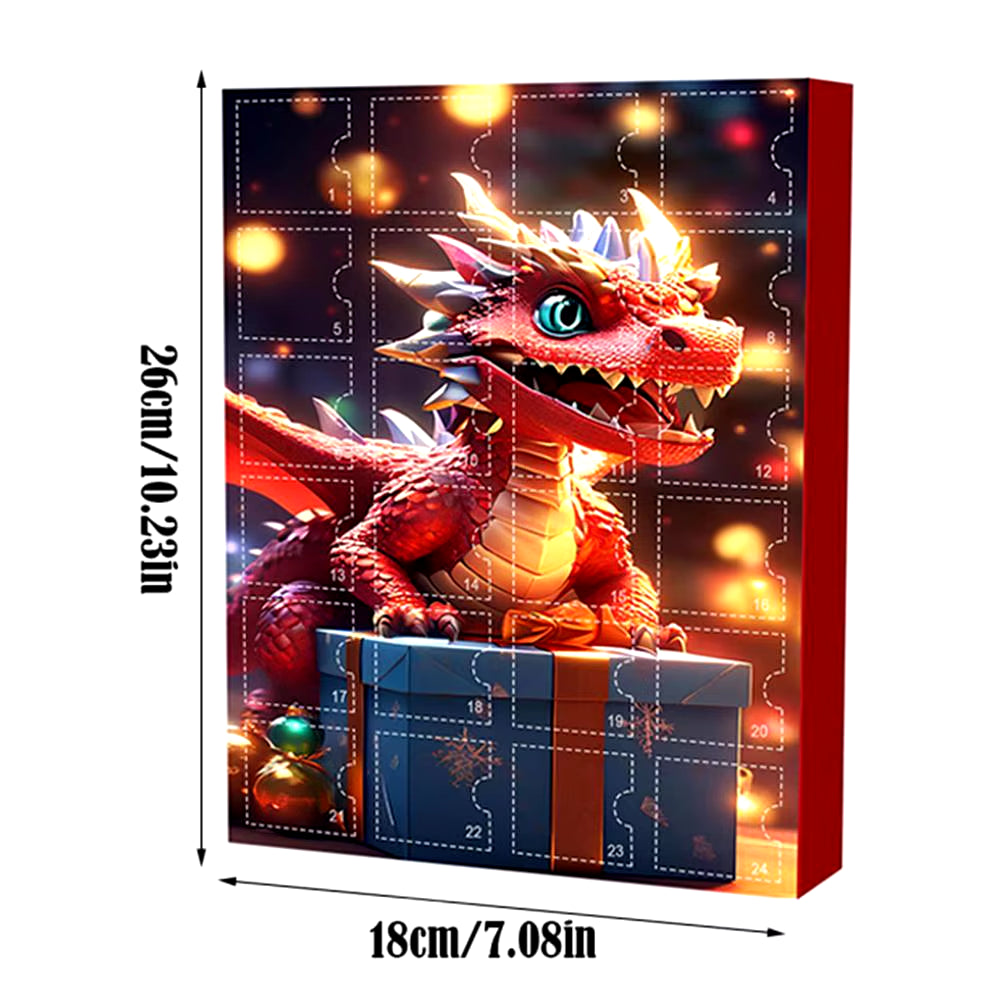 Dragon Christmas Advent Calendar 24 Days of Vacation Advent Calendar Pendant 2D Advent Calendars Dinosaur Pendant Toy for Teens