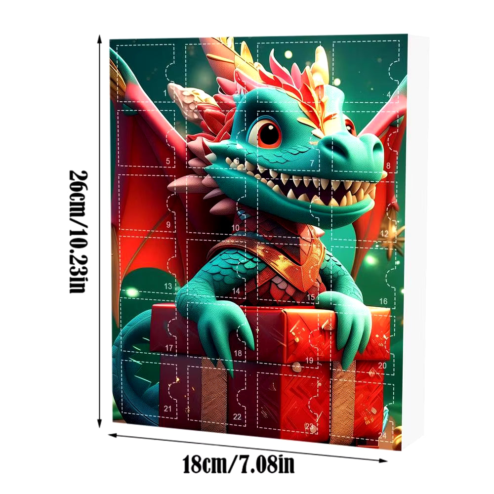 Dragon Christmas Advent Calendar 24 Days of Vacation Advent Calendar Pendant 2D Advent Calendars Dinosaur Pendant Toy for Teens